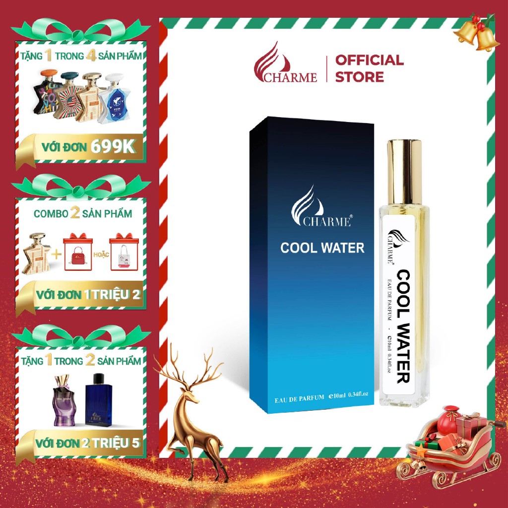 Nước hoa nam chính hãng, Charme Cool Water, chai Test mini, lưu hương lâu, hương thơm mạnh mẽ thanh lịch, 10ml