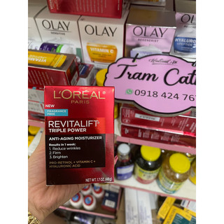 [Hàng mỹ] kem loreal  Loreal Revitalift Triple Power Anti-Aging Moisturizer