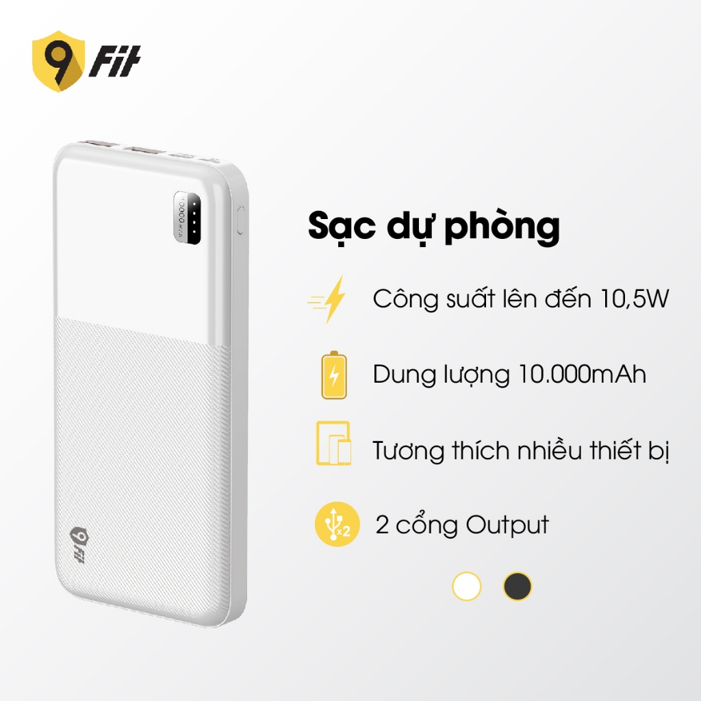 Sạc dự phòng 9Fit 10,000mAh /3.7V Li-Polymer - Hàng chính hãng