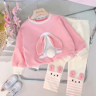  Bộ quần áo bé gái- Bộ đồ bé gái tai thỏ dài tay cho bé từ 0 đến 5 tuổi 