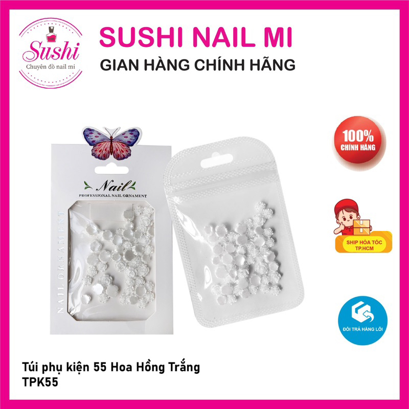 Túi phụ kiện hình Hoa  - phụ kiện charm chuyên dùng trang trí móng tay chân - Sushi nail mi