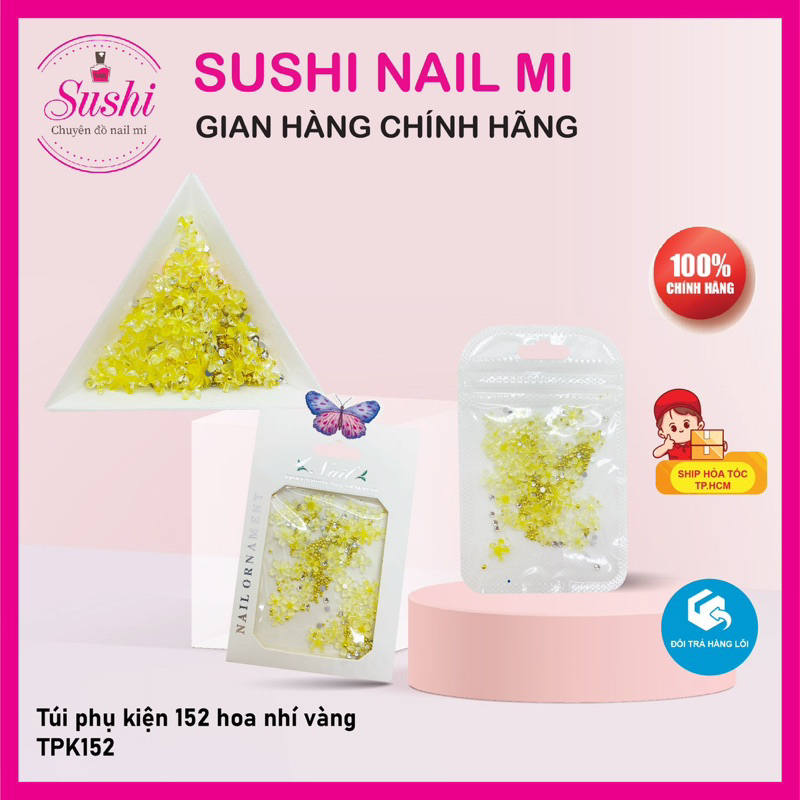 Túi phụ kiện hình Hoa  - phụ kiện charm chuyên dùng trang trí móng tay chân - Sushi nail mi