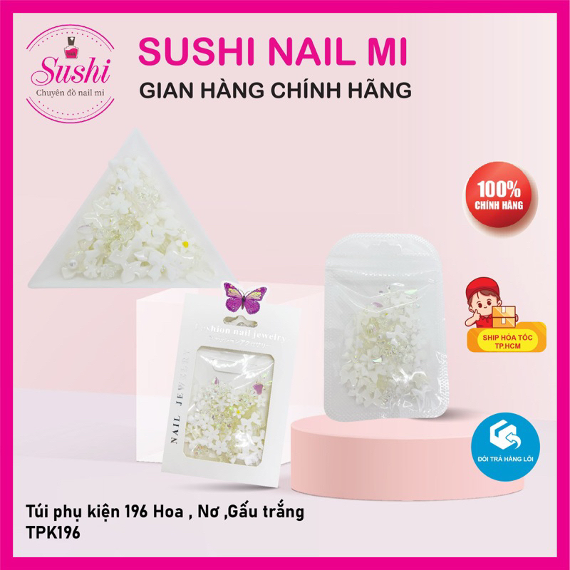 Túi phụ kiện hình Hoa  - phụ kiện charm chuyên dùng trang trí móng tay chân - Sushi nail mi