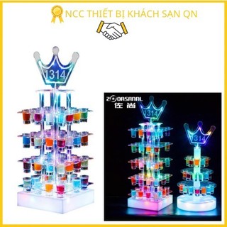 Tháp để ly rượu đế vuông có đèn LED thay đổi mầu sắc dành cho quán Bar/ KTV