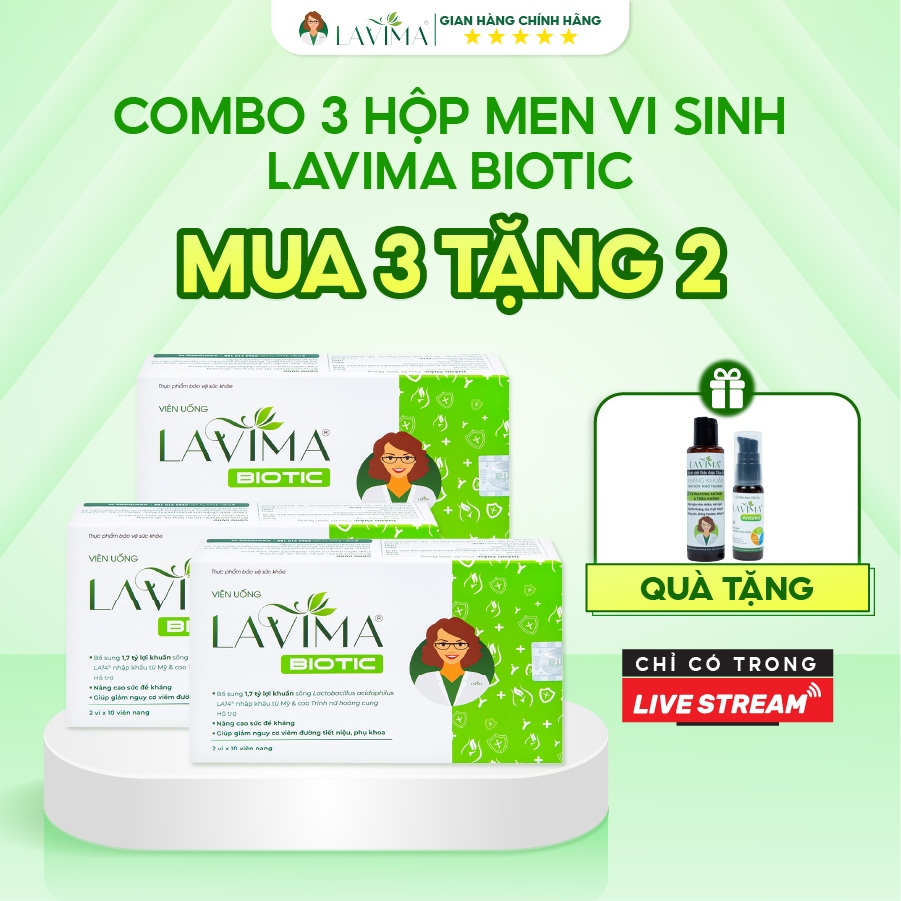 [CHỈ TRONG LIVESTREAM: MUA 3 TẶNG 2] Combo 3 hộp viên uống LAVIMA tặng bộ gel phụ khoa