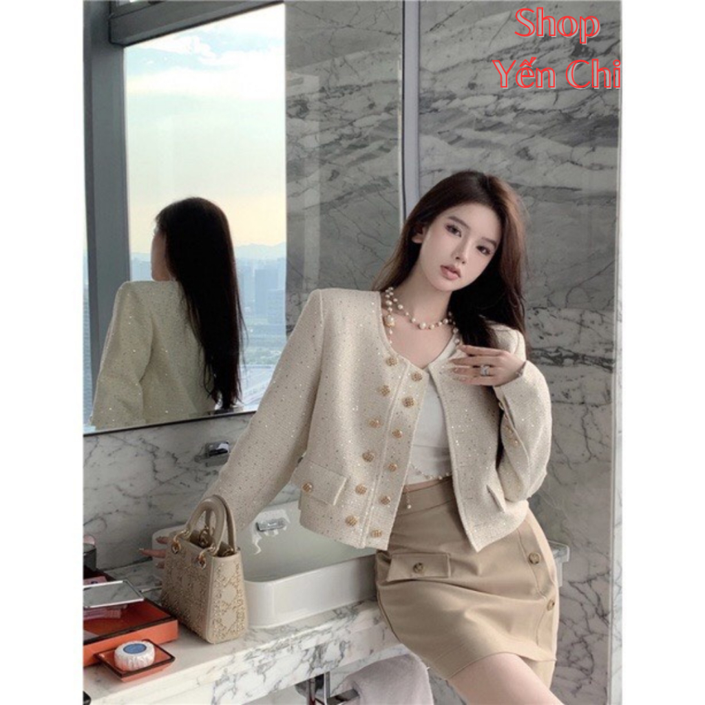 Áo Dạ Kim Sa Cao Cấp Phối 2 Hàng Khuy Đồng Nổi Bật Hàng QCCC.