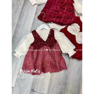 Set váy đỏ nơ bling.