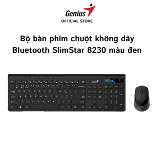 Combo bàn phím chuột không dây Bluetooth Genius SlimStar 8230 fullsize, kết nối 3 thiết bị, công thái học,có BH