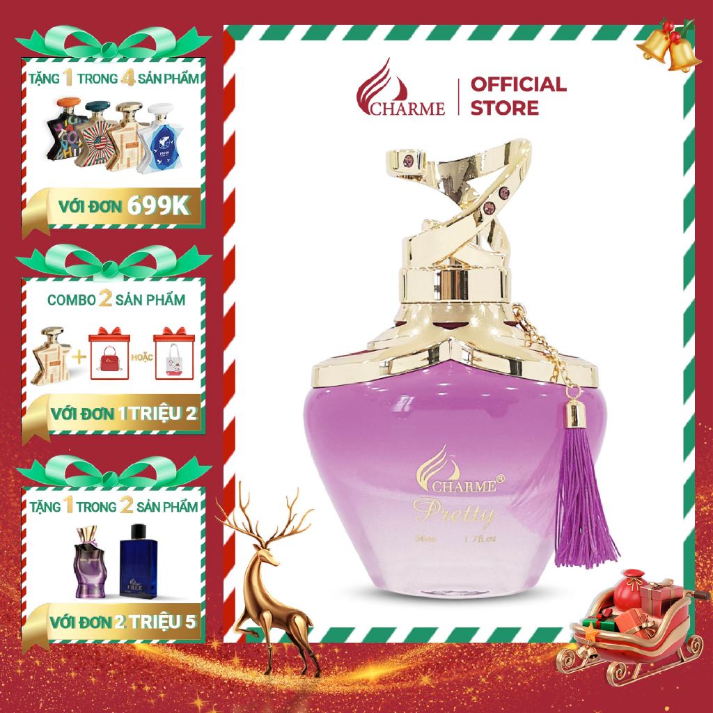 Nước hoa nữ cao cấp, Charme Pretty, mùi hương ngọt ngào, nồng nàn, dễ thương, lưu hương lâu, 50ml