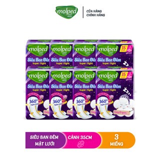 Combo 8 gói băng vệ sinh Molped thiên nhiên siêu ban đêm cánh 29cm và 35cm