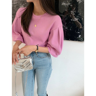 Áo nỉ tay lỡ dáng ngắn phong cách Hàn Quốc