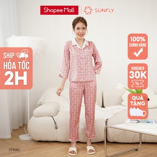 Bộ đồ mặc nhà nữ pyjamas lụa sunfly áo tay lỡ quần dài st9082