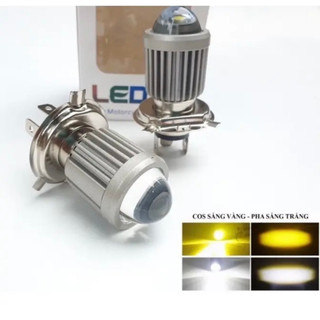 Đèn pha bi led h4 2 màu cos vàng - pha trắng hàng loại 1 đủ chân h4-m5
