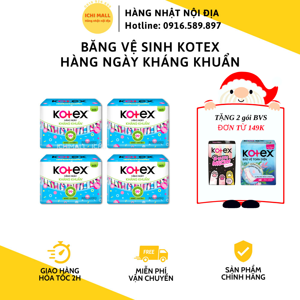 Băng vệ sinh Kotex hàng ngày 20 miếng, siêu mỏng nhẹ, hương thơm tự nhiên