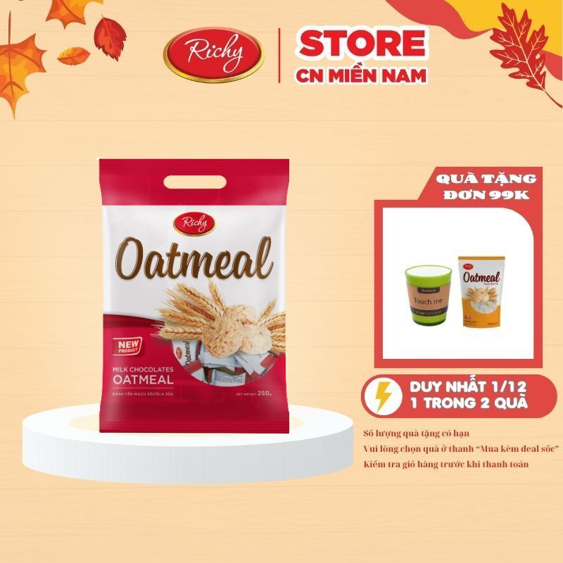 [HCM] Bánh Yến Mạch Oatmeal Richy Sữa Túi 250g