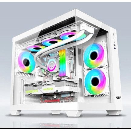 Case VSP X4 Aquanaut  Premium Gaming Trắng 💥 CHÍNH HÃNG 💥 Thùng Máy Tính Thiết Kế Đèn LED RGB Và Cửa Kính Cường Lực