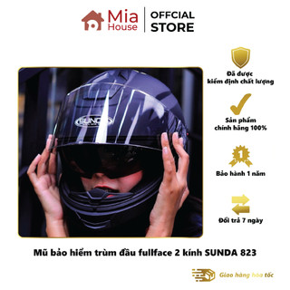 Mũ bảo hiểm trùm đầu fullface 2 kính SUNDA 823 - bảo vệ mắt tối ưu khỏi tia UV
