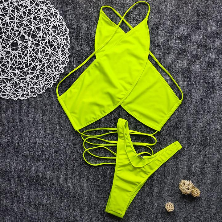 Bikini Đồ Bơi 2 Mảnh Dạ Quang Sáng Da Siêu Tây