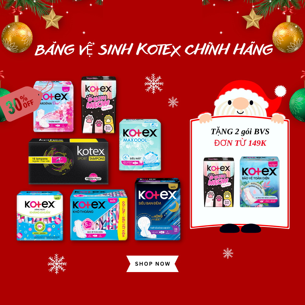 [KOTEX ĐỦ LOẠI CHÍNH HÃNG CÓ QUÀ] Băng vệ sinh Kotex ban đêm hàng ngày, khô thoáng, maxcool, minimeow nhiều miếng