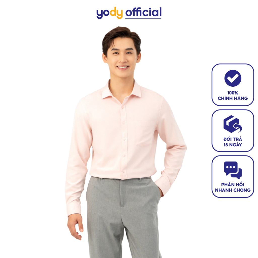 Áo sơ mi nam YODY áo dài tay chất liệu cafe công sở lịch lãm không nhăn - SMM6017
