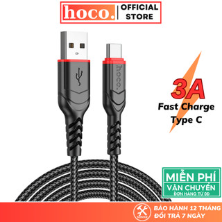 Dây sạc nhanh type C Hoco cáp bọc dù chống gãy gập siêu bền cho dòng android smartphone samsung xiaomi