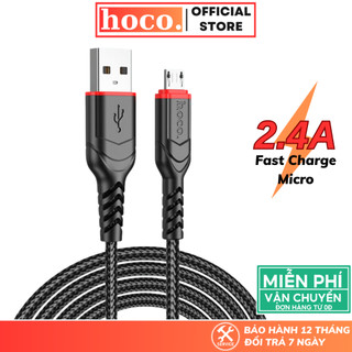 Dây sạc nhanh Micro Hoco cáp bọc dù siêu bền hỗ trợ sạc 2.4A truyền dữ liệu cho các dòng Android