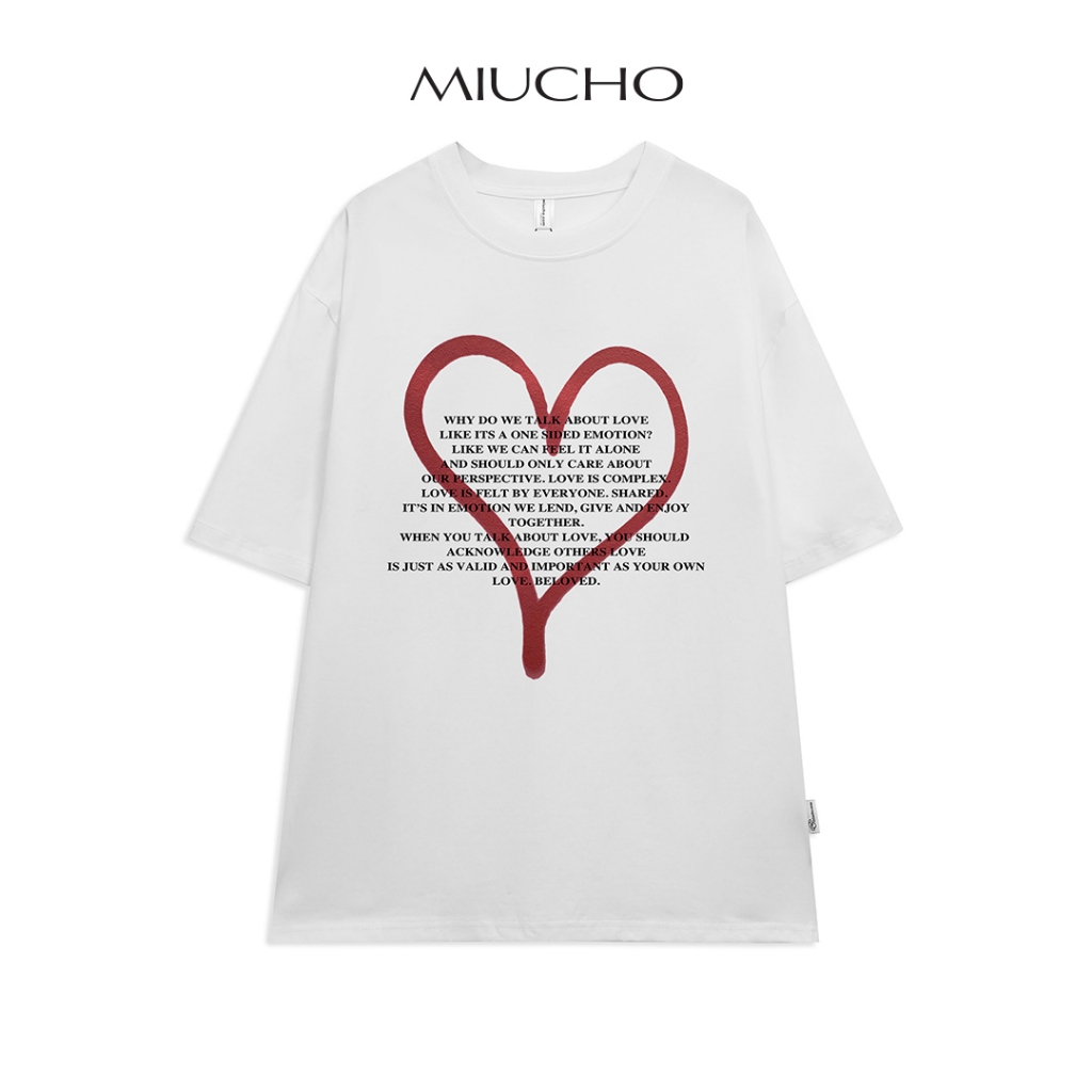 Áo thun form rộng unisex chất vải cotton MT002 Miucho Brand in graphic