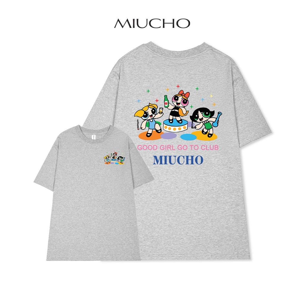 Áo thun nữ form rộng AT315 Miucho Brand cổ tròn chất vải cotton mềm mại in graphic