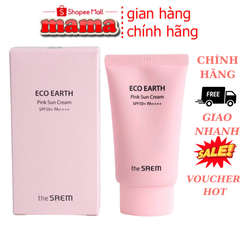 Kem Chống Nắng The Saem Eco Earth Power Sun Cream 50ml- Hồng