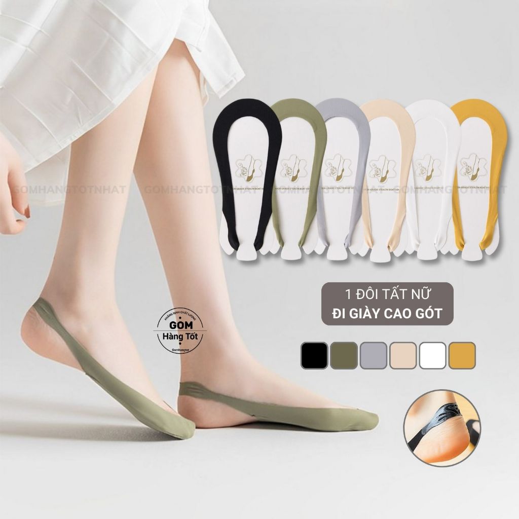 Tất lười nữ có đệm chống trượt, vớ nữ đi giày cao gót chất liệu cotton mềm mại, có đệm bọt biển êm chân - HOT-1801-1DOI