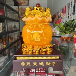 Túi tiền vàng kim bảo phong thủy cao 30cm màu vàng