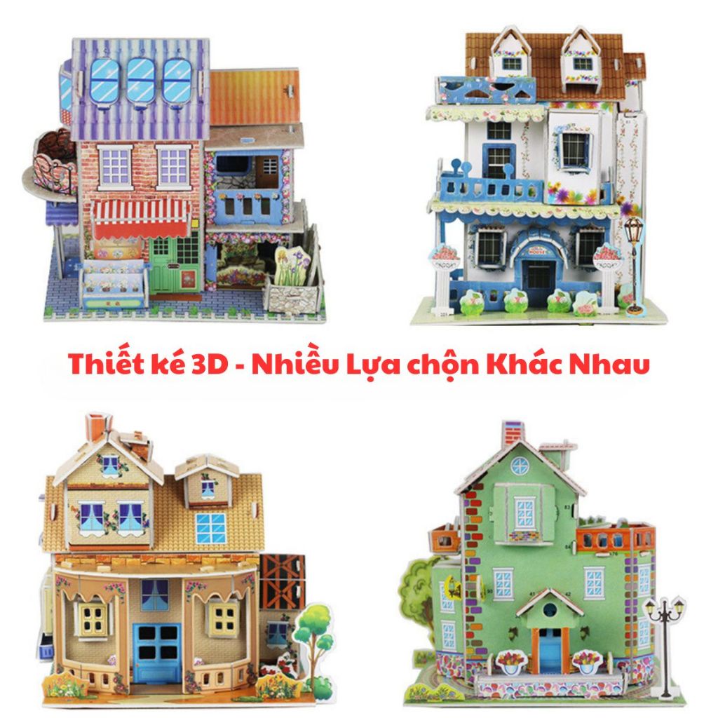 Bộ Đồ Chơi Xếp Hình Lắp Ráp 3D Thiết Kế FULL Nội Thất Ngôi Nhà Dễ Thương,SET Đầy Đủ 4 Phòng Cho Bé Sáng Tạo.