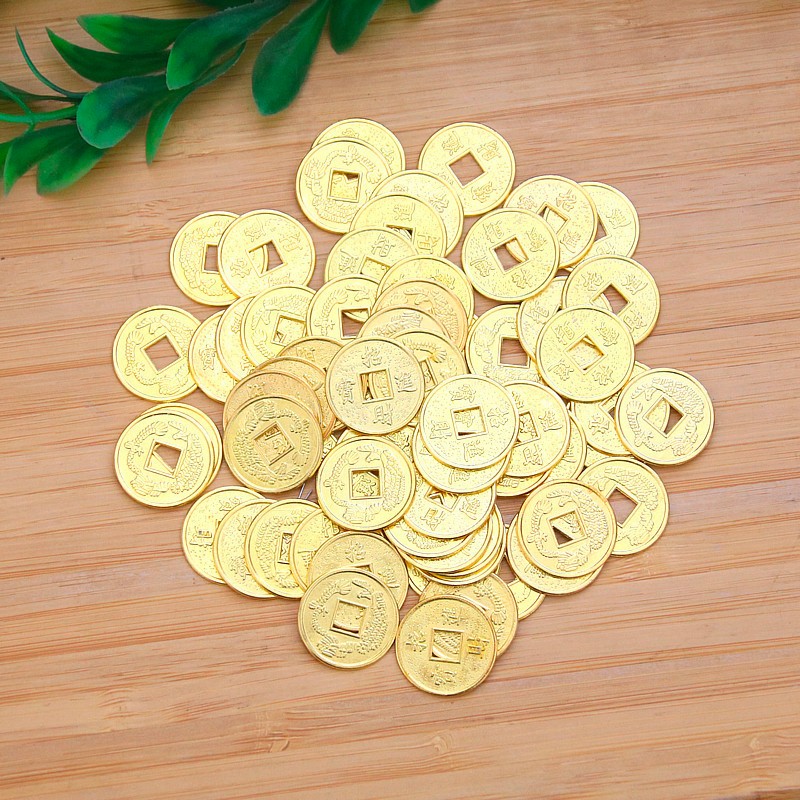 TIỀN XU VÀNG  dùng trang trí, tạo hình phong thuỷ, trang trí bàn thờ, cửa hàng chiêu tài