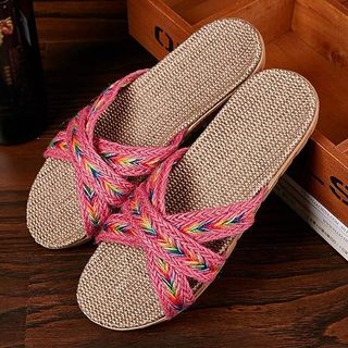 Dép cói quai ngang thổ cẩm