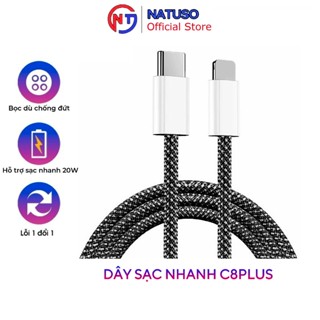 Dây sạc nhanh 20w cáp sạc điện thoại bọc dù chống đứt cổng usb Type C light – Natuso C8Plus