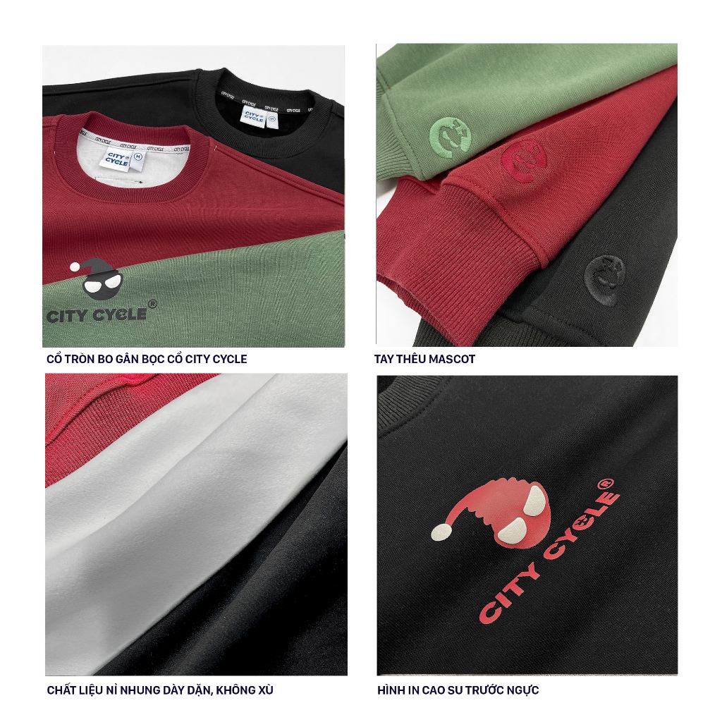 Áo Sweater Local Brand Cozy City Cycle nỉ lông cừu oversize nam nữ form rộng