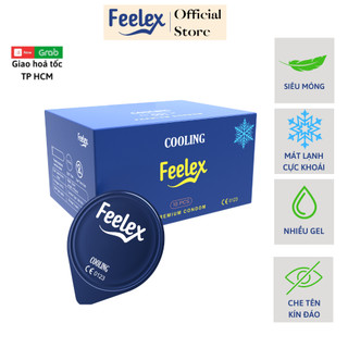 Bao cao su Feelex xanh siêu mỏng, mát lạnh nhiều gel hộp 10 bcs