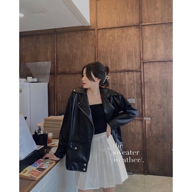Áo khoác da dáng dài unisex chất liệu da PU cao cấp phong cách thời trang năng động cá tính M6