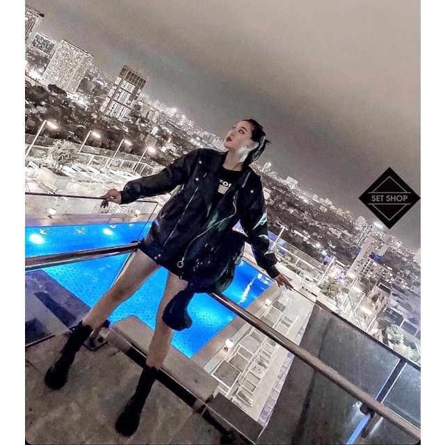 Áo khoác da dáng dài unisex chất liệu da PU cao cấp phong cách thời trang năng động cá tính M6