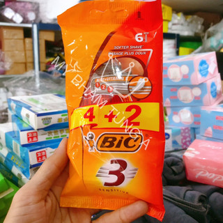 Dao cạo râu BIC 3 lưỡi kép siêu bén 6cây /1 bịch