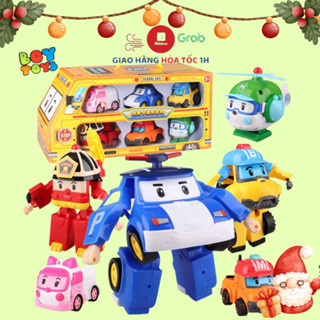 Hộp đồ chơi biệt đội 6 xe Robocar Poli biến hình 2 trong 1