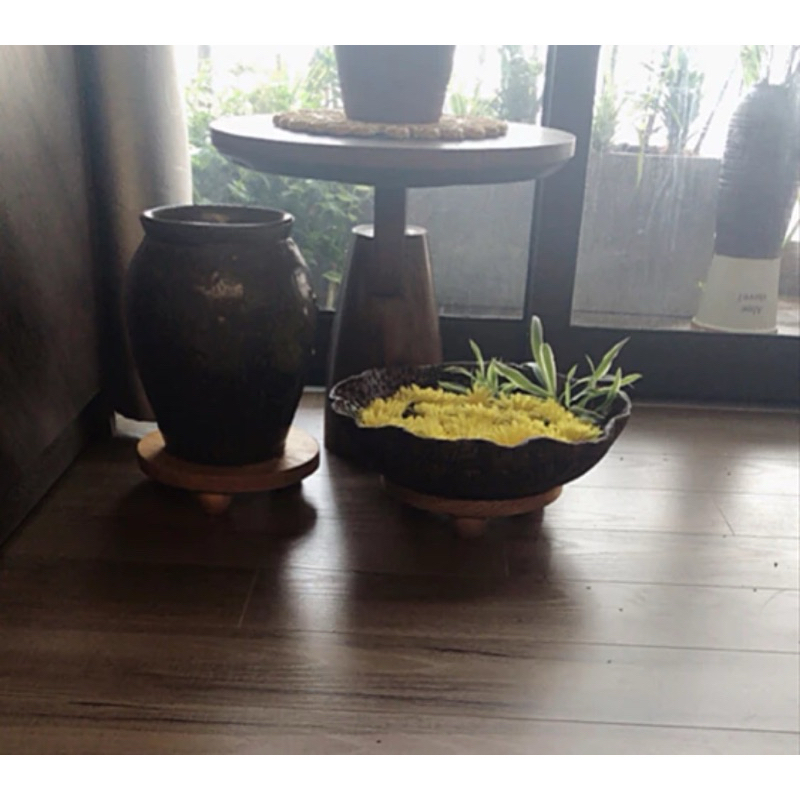 Giá kê chậu cây để bàn, gỗ tự nhiên, mặt tròn từ  10, 15, 20cm