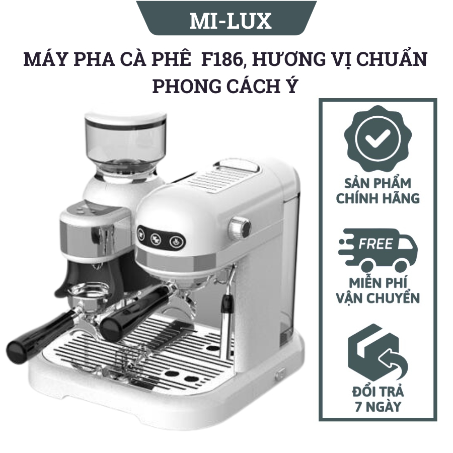 Máy Pha Cà Phê Xiaomi Mi-Lux F186, Hương Vị Chuẩn Phong Cách Ý, Hàng chính hãng, Bảo hành 12 tháng