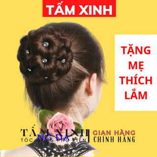 Búi tóc giả hàn quốc đẹp tuổi trung niên, búi hoa đính đá