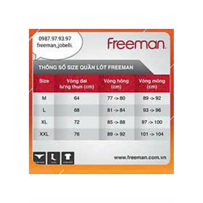 Freeman 6067 quần lót dệt kim không đường may thương hiệu chính hãng