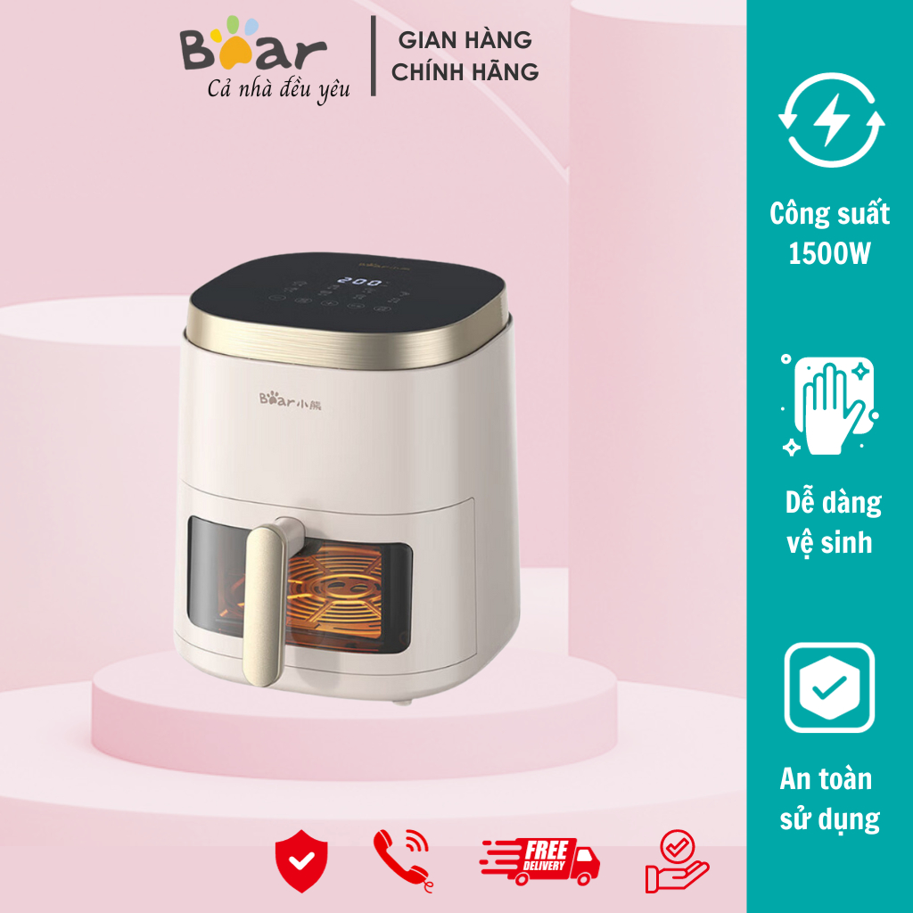 Nồi Chiên Không Dầu 5L Bear QZG-F15E3 - Bếp Chiên Công suất 1500W , Có chế độ hẹn giờ - Công ty CP XNK Bear Việt Nam