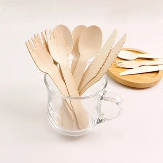 Set bán lẻ 10 thìa, dĩa gỗ dùng 1 lần ăn bánh, hoa quả tiện dụng