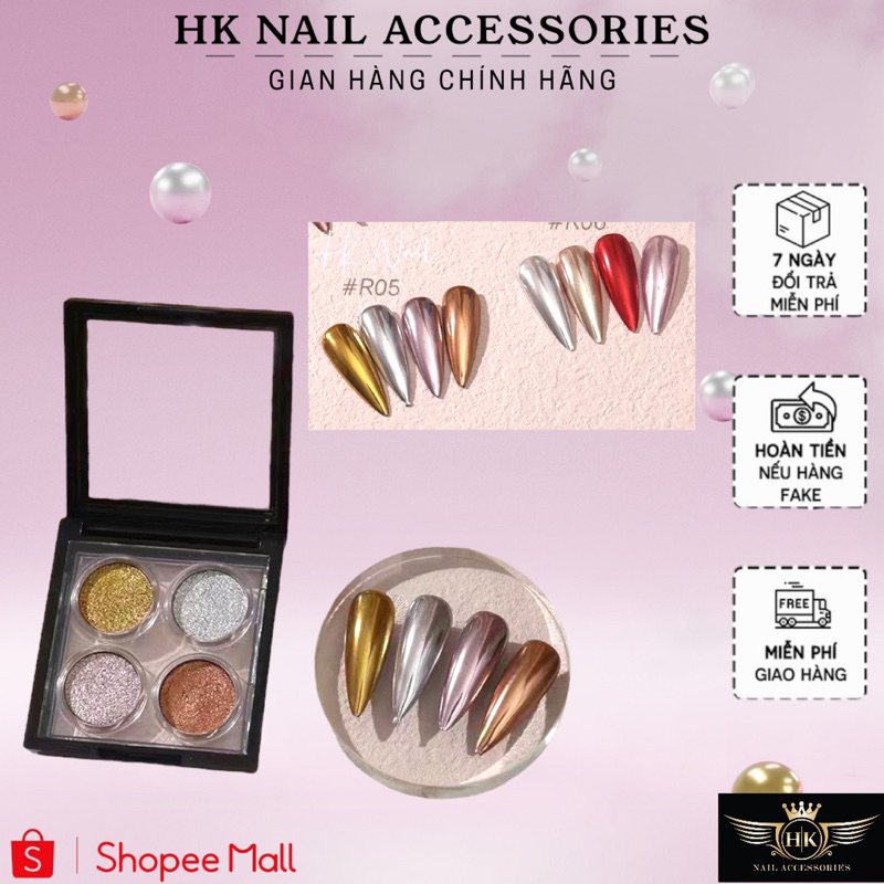 Set 4 bột tráng gương nén HK NAIL ACCESSORIES