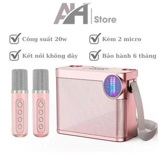 Loa bluetooth karaoke ys-210, công suất 20w, kèm 2 mic, âm thanh sống động, quai xách - loa karaoke bluetooth