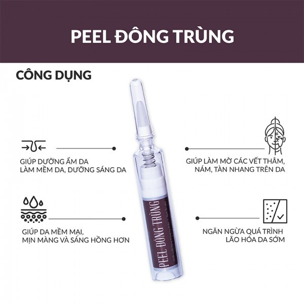 Peel Da Đông Trùng Tươi HUYỀN PHI Bóc Tách Nám Dưỡng Da Trắng Hồng Căng Bóng Mịn Màng